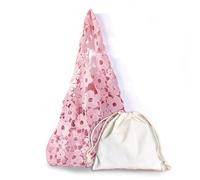 Retro Floral Lace Hollow Out Women's Bag Casual Tote Soft Handle Daily Use Large Size Foldable Oulder For Holiday(Pink)
