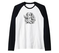 Retro Flowers Floral Cavalier King Charles Spaniel Dog Lover Camiseta Manga Raglan