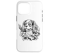 Retro Flowers Floral Cavalier King Charles Spaniel Dog Lover Carcasa para iPhone 16 Pro MAX