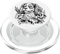 Retro Flowers Floral Cavalier King Charles Spaniel Dog Lover PopSockets PopGrip para MagSafe