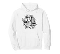 Retro Flowers Floral Cavalier King Charles Spaniel Dog Lover Sudadera con Capucha
