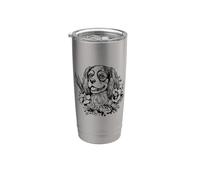 Retro Flowers Floral Cavalier King Charles Spaniel Dog Lover Vaso térmico de acero inoxidable de doble pared