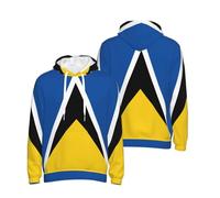 Retro Forro Polar Santa Lucía Bandera Línea Estampado Cordón Casual Sudaderas con Capucha Hoodie Hombre Sudadera Cómoda Pullover para Hombre para Uso Diario Actividades De Ocio