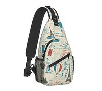 Retro France and Paris Symbols Periódico Sling Bag para Mujeres Hombres, Crossbody Shoulder Bags Casual Sling Backpack Chest Bag Travel Senderismo Mochila para Exteriores