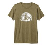 Retro Full Moon & Minimalist Pine Tree Vintage Graphic Camiseta Premium