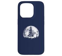 Retro Full Moon & Minimalist Pine Tree Vintage Graphic Carcasa para iPhone 15 Pro