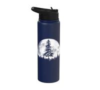 Retro Full Moon & Minimalist Pine Tree Vintage Graphic Stainless Steel Insulated Water Bottle
