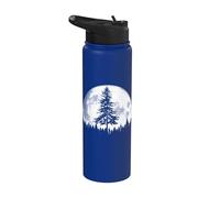 Retro Full Moon & Minimalist Pine Tree Vintage Graphic Stainless Steel Insulated Water Bottle