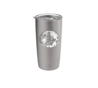 Retro Full Moon & Minimalist Pine Tree Vintage Graphic Vaso térmico de acero inoxidable de doble pared