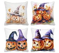 Retro Funda Cojin 70X70 Víspera De Todos Los Santos Fundas Cojines Exterior Suave Cuadrado Cushion Covers Lavables con Cremallera Invisible para Salon Sofa Primavera Verano Jardín Patio Dcoración 4K-3