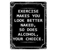 Retro Funny Exercise Quote Home Gym Wall Decor 12x8 Inch