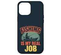 Retro Funny Fishing Is My Real Job Pescador de fin de semana jubilado Carcasa para iPhone 12 Pro Max
