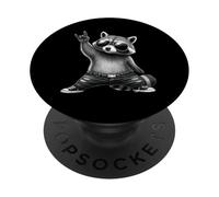 Retro Funny Raccoon Cool Rock Music Lovers Niños Niñas Niños PopSockets PopGrip Adhesivo