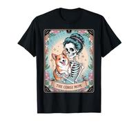 Retro Funny The Corgi Mom Tarot Card Skeleton Halloween Camiseta