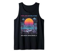 Retro Futuro Synthwave Coche Astronauta Ciudad Puesta del Sol Vaporwave Camiseta sin Mangas