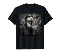 Retro Futuro Tonto Ganso Helado Café Art Deco Dirigible Ciudad Camiseta