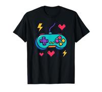 Retro Gamer Love Pixel Hearts 90s Gaming Controller Art Camiseta