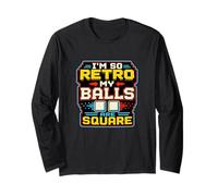 Retro Gamer Pixel Arcade 8 bit Gaming Humor Manga Larga