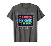 Retro Gamer Pixel Art: He pausado mi Juego para Estar aquí Camiseta, Hombre, Asfalto, XXL