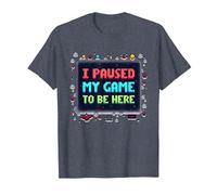 Retro Gamer Pixel Art: He pausado mi Juego para Estar aquí Camiseta, Hombre, Azul Jaspeado, 5XL