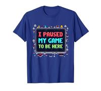 Retro Gamer Pixel Art: He pausado mi Juego para Estar aquí Camiseta, Hombre, Azul Real, S