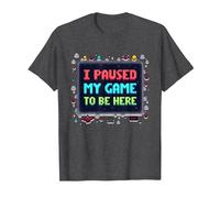 Retro Gamer Pixel Art: He pausado mi Juego para Estar aquí Camiseta, Hombre, Jaspeado Oscuro, XXL