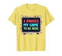 Retro Gamer Pixel Art: He pausado mi Juego para Estar aquí Camiseta, Hombre, Limón, L