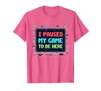 Retro Gamer Pixel Art: He pausado mi Juego para Estar aquí Camiseta, Hombre, Rosa Jaspeado, XXL
