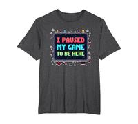 Retro Gamer Pixel Art: He pausado mi Juego para Estar aquí Camiseta, Hombre Tallas Grandes, Jaspeado Oscuro, 2X Alto
