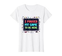 Retro Gamer Pixel Art: He pausado mi Juego para Estar aquí Camiseta, Mujer, Blanco, L