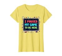 Retro Gamer Pixel Art: He pausado mi Juego para Estar aquí Camiseta, Mujer, Limón, 3XL