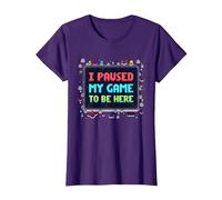 Retro Gamer Pixel Art: He pausado mi Juego para Estar aquí Camiseta, Mujer, Morado, XS