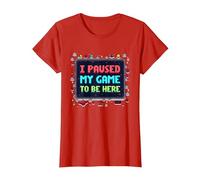 Retro Gamer Pixel Art: He pausado mi Juego para Estar aquí Camiseta, Mujer, Rojo, XS