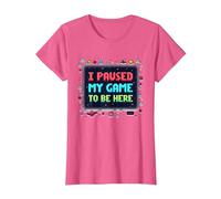 Retro Gamer Pixel Art: He pausado mi Juego para Estar aquí Camiseta, Mujer, Rosa Jaspeado, L