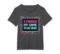 Retro Gamer Pixel Art: He pausado mi Juego para Estar aquí Camiseta, Mujer Tallas Grandes, Jaspeado Oscuro, 6XL Grande