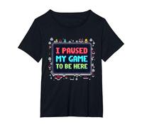 Retro Gamer Pixel Art: He pausado mi Juego para Estar aquí Camiseta, Mujer Tallas Grandes, Negro, 4XL Grande