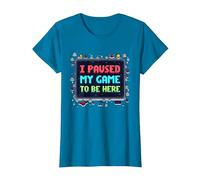 Retro Gamer Pixel Art: He pausado mi Juego para Estar aquí Camiseta, Mujer, Zafiro, XL
