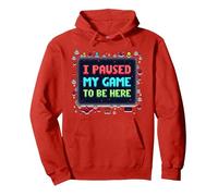 Retro Gamer Pixel Art: He pausado mi Juego para Estar aquí Sudadera con Capucha, Unisex para Adultos, Rojo, L