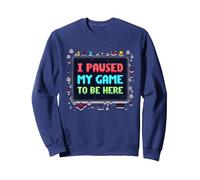Retro Gamer Pixel Art: He pausado mi Juego para Estar aquí Sudadera, Unisex para Adultos, Azul Marino, XL