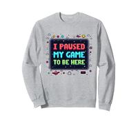 Retro Gamer Pixel Art: He pausado mi Juego para Estar aquí Sudadera, Unisex para Adultos, Gris Jaspeado, XL