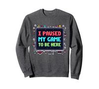 Retro Gamer Pixel Art: He pausado mi Juego para Estar aquí Sudadera, Unisex para Adultos, Jaspeado Oscuro, S