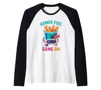Retro Gaming Humor RPG Juego En Funny Chicken Wing Food Pun Camiseta Manga Raglan
