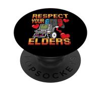 Retro Gaming Mando de Videojuego Respeto Ancianos 80s Gamer PopSockets PopGrip Adhesivo
