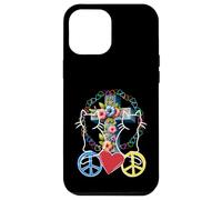 Retro gatos gato corazón corazón paz mujeres cruz 60 80 Carcasa para iPhone 12 Pro Max