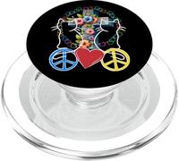 Retro gatos gato corazón corazón paz mujeres cruz 60 80 PopSockets PopGrip para MagSafe
