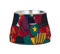 Retro Geometic Star - Cuenco de comida abstracta roja para mascotas con soporte, cuencos de metal de acero inoxidable para perros medianos, ralentizan la alimentación