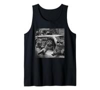 Retro Ghetto Gatos en un Coche Divertido Camiseta sin Mangas