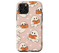 Retro Ghost Reading Books Cute Groovy Spooky Beige Orange Carcasa para iPhone 11 Pro