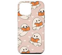 Retro Ghost Reading Books Cute Groovy Spooky Beige Orange Carcasa para iPhone 12 Pro MAX