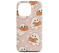 Retro Ghost Reading Books Cute Groovy Spooky Beige Orange Carcasa para iPhone 13 Pro